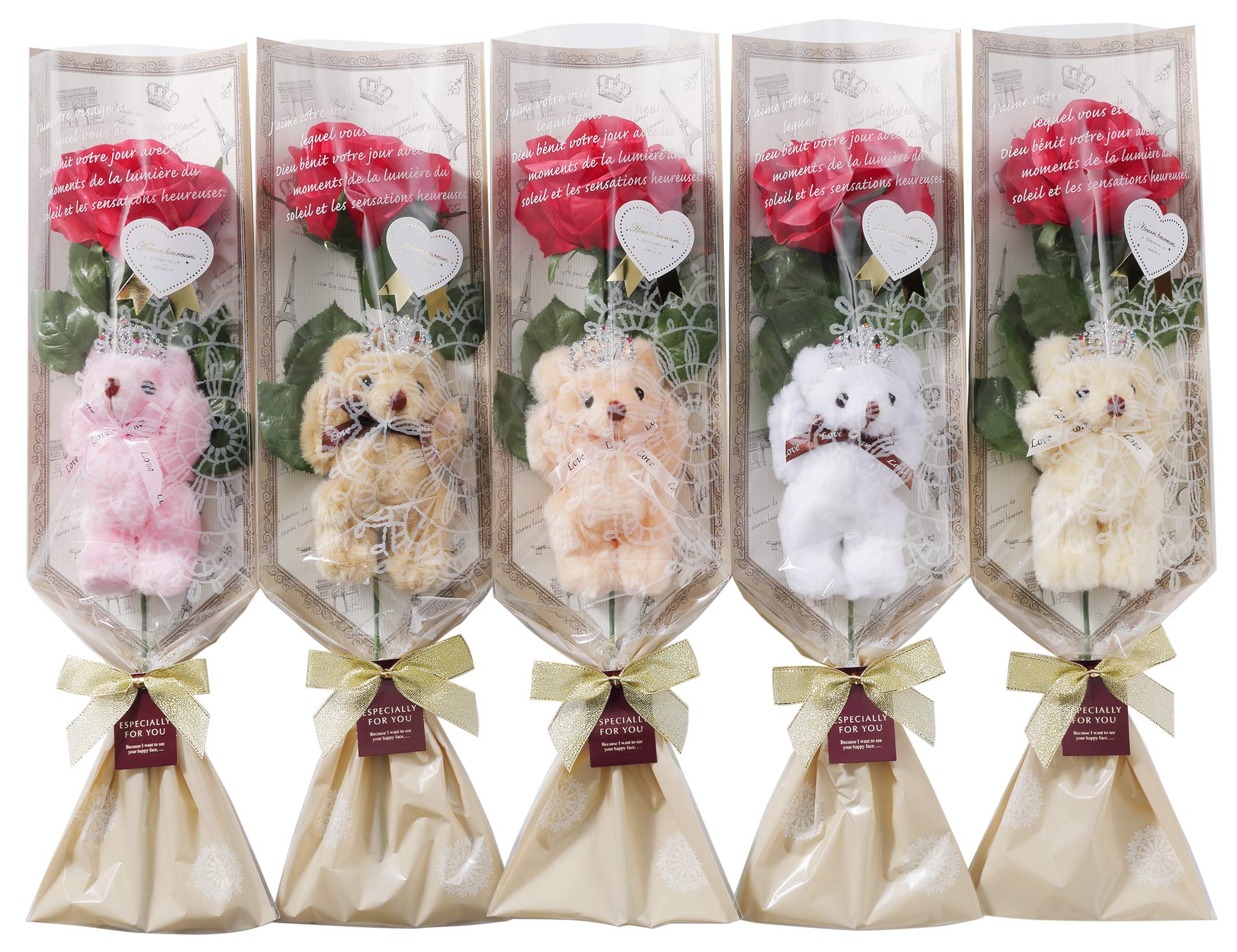 Amazon.co.jp: 【Present Bear】 1輪くまブーケ アソート5本セット